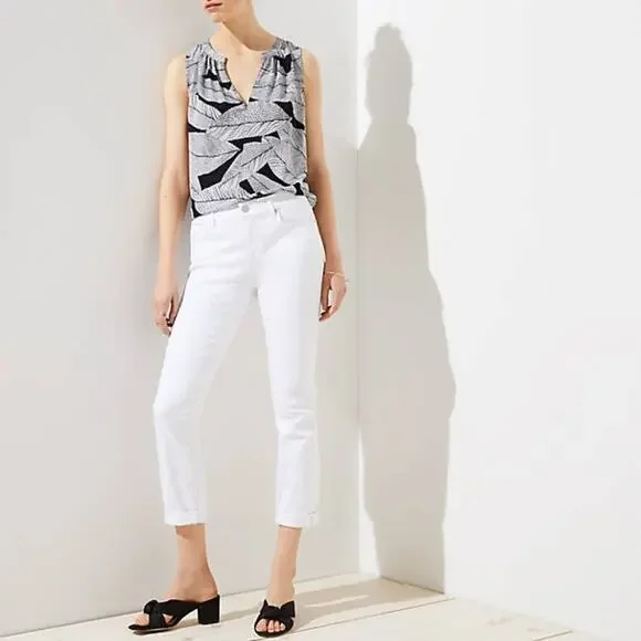 LOFT White Skinny Crop Jeans with Stretch - Picture 1 of 8